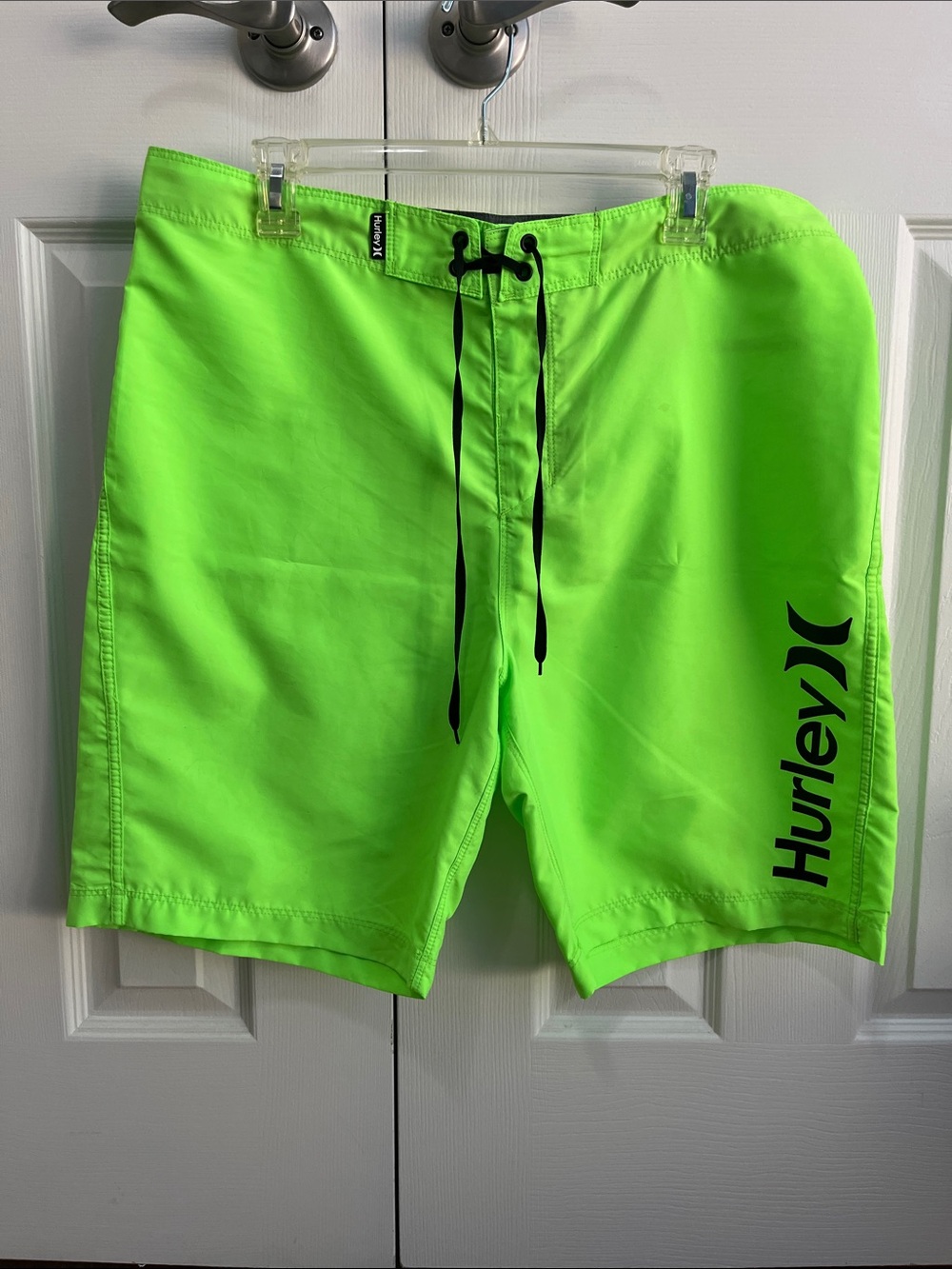 Hurley Men’s Neon Lime Green Board Shorts with Black Logo
